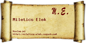 Miletics Elek névjegykártya