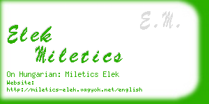 elek miletics business card